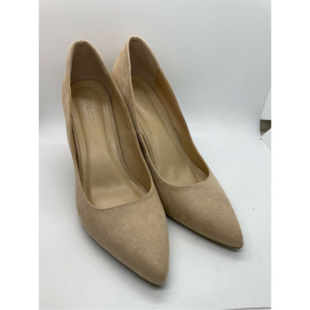 Wild Diva Women's Tan Classic Suede Leather Pointed Toe High Heeled Shoe Size 10